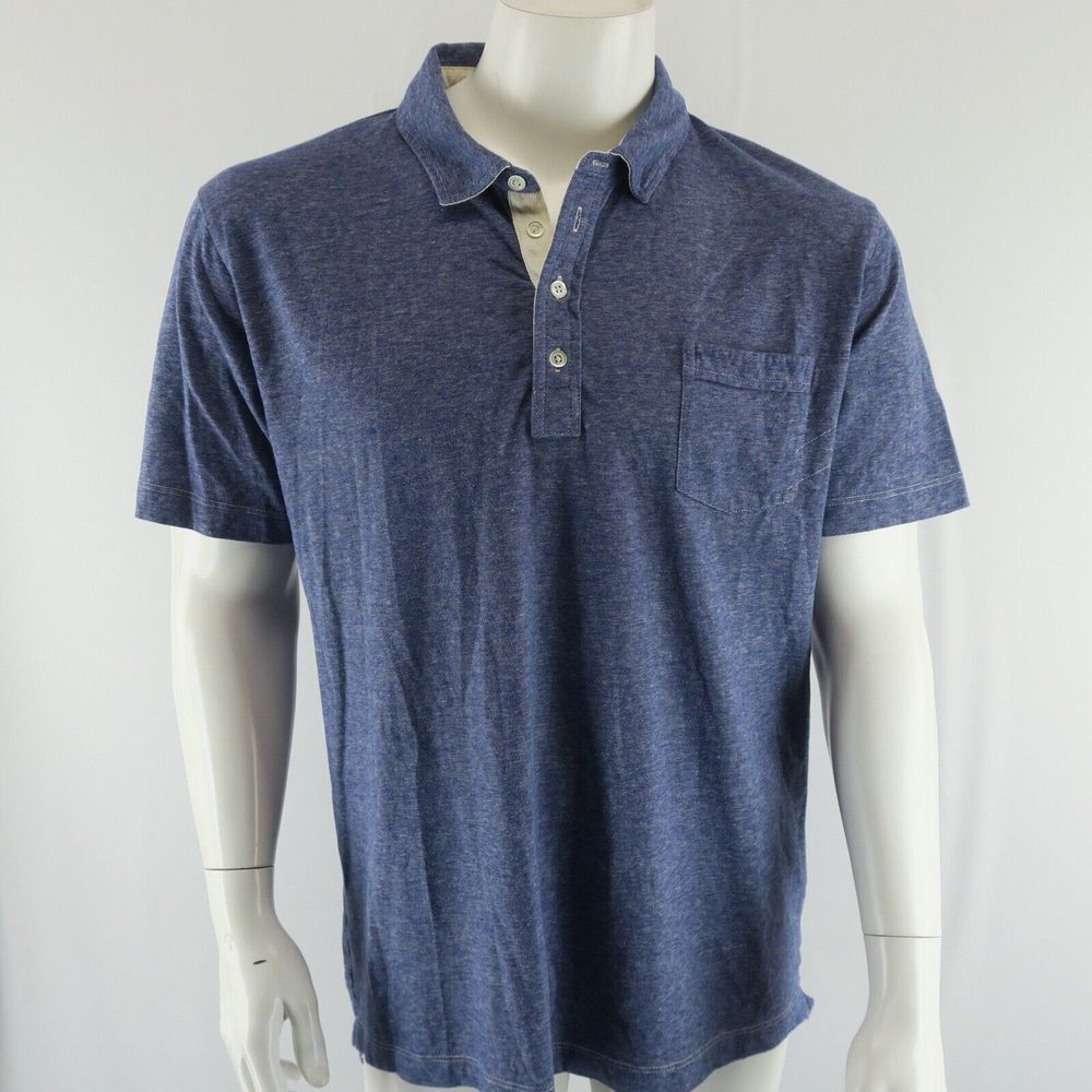 Billy Reid‎ Polo Shirt Mens Size XXL 2XL Blue Cotton Blend